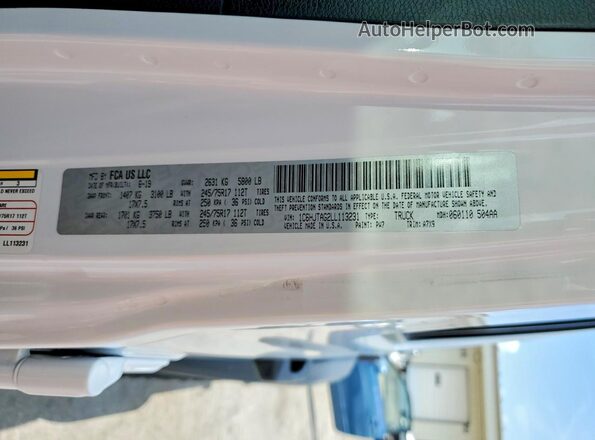 1C6HJTAG2LL113231 2020 JEEP GLADIATOR White Widok komory silnika