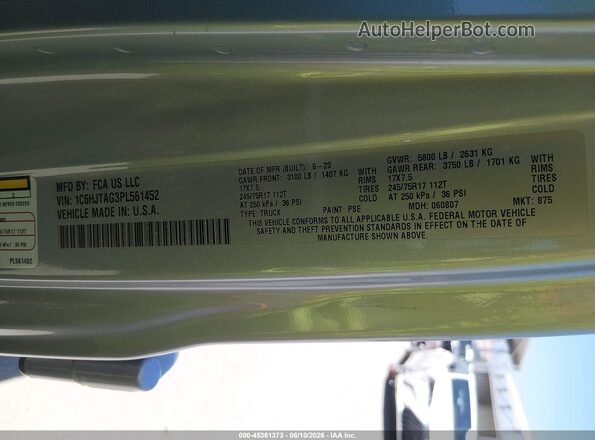 1C6HJTAG3PL561452 2023 JEEP GLADIATOR Silver Widok komory silnika