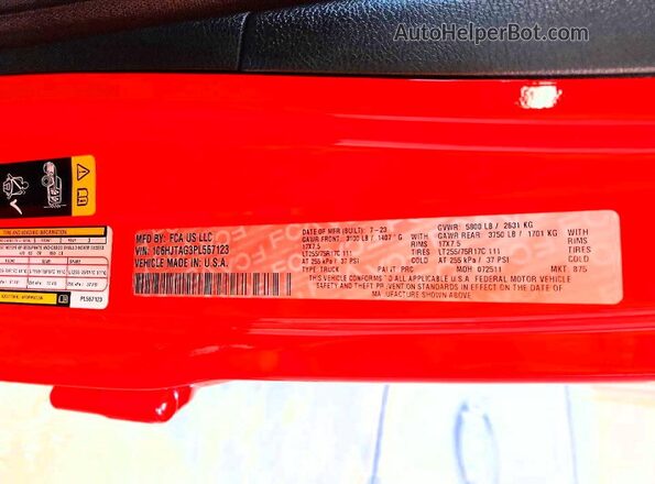 1C6HJTAG3PL567123 2023 JEEP GLADIATOR Красный 