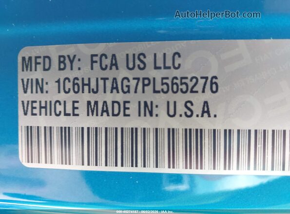 1C6HJTAG7PL565276 2023 JEEP GLADIATOR Blue ძრავის განყოფილების ხედი