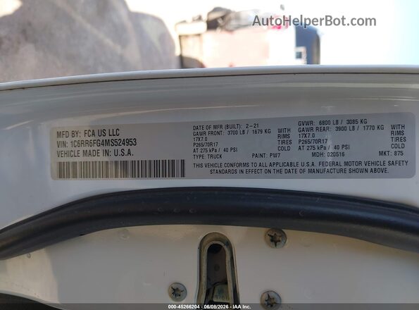 1C6RR6FG4MS524953 2021 RAM 1500 CLASSIC White Vista del compartimento del motor