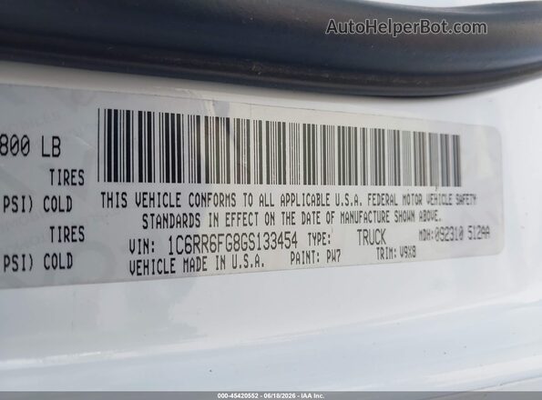 1C6RR6FG8GS133454 2016 RAM 1500 Белый Вид подкапотного пространства