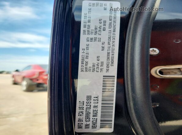 1C6RR6FT0LS151888 2020 RAM 1500 Black VIN კოდის სტიკერის ხედი