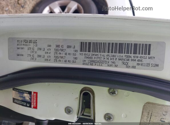 1C6RR6GG4GS227314 2016 RAM 1500 White Շարժիչի բաժամունքի տեսք