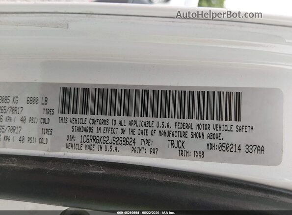 1C6RR6KG2JS298624 2018 RAM 1500 White Engine compartment view
