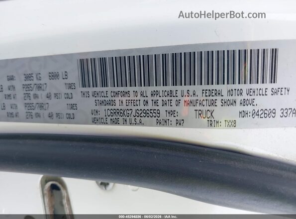 1C6RR6KG7JS296559 2018 RAM 1500 White Engine compartment view