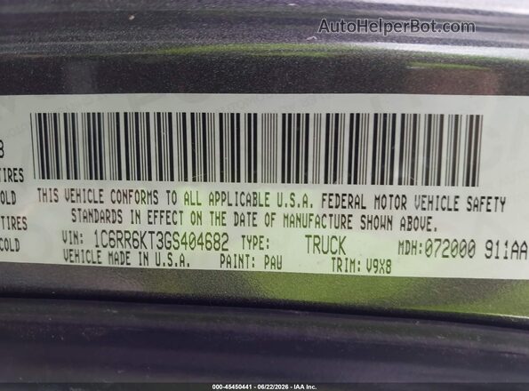 1C6RR6KT3GS404682 2016 RAM 1500 Black ძრავის განყოფილების ხედი