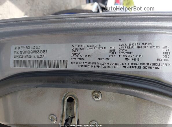 1C6RR6LG0MS530057 2021 RAM 1500 CLASSIC Gray Engine compartment view