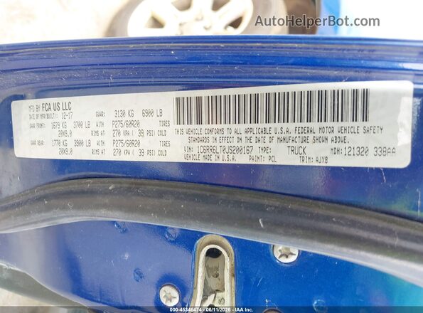 1C6RR6LT0JS200167 2018 RAM 1500 Blue Вид підкапотного простору