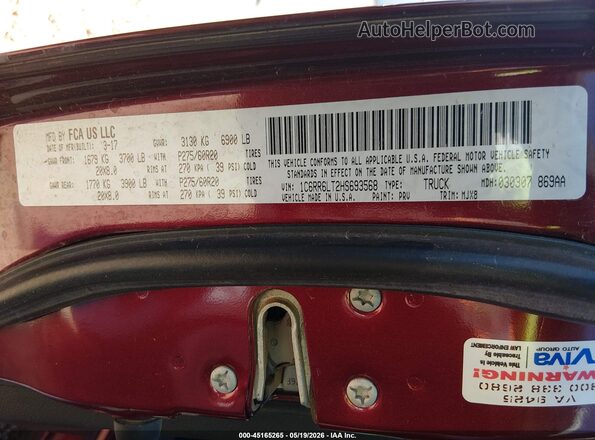 1C6RR6LT2HS693568 2017 RAM 1500 Red 