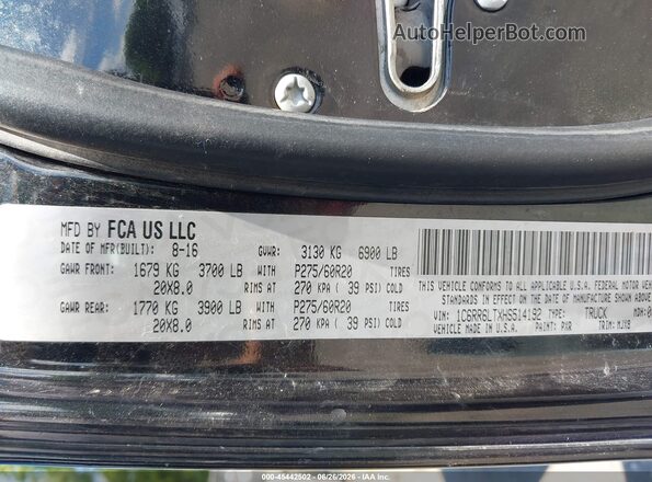 1C6RR6LTXHS514192 2017 RAM 1500 Черный Вид подкапотного пространства