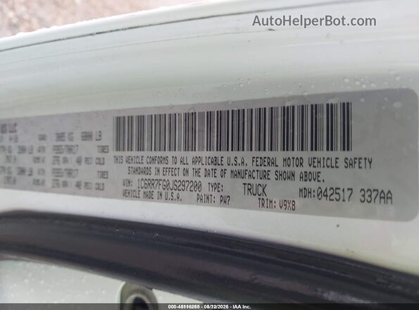 1C6RR7FG0JS297200 2018 RAM 1500 White 