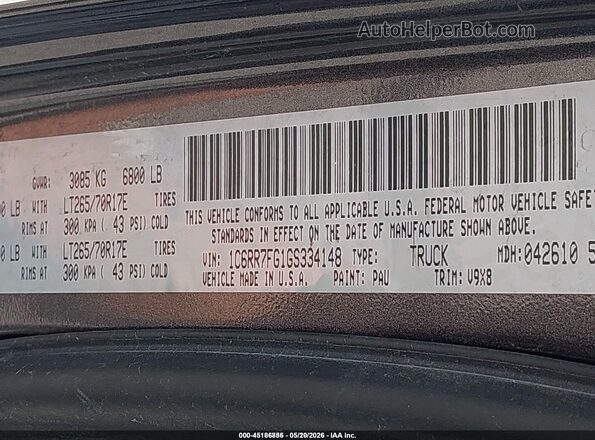 1C6RR7FG1GS334148 2016 RAM 1500 Gray Widok komory silnika