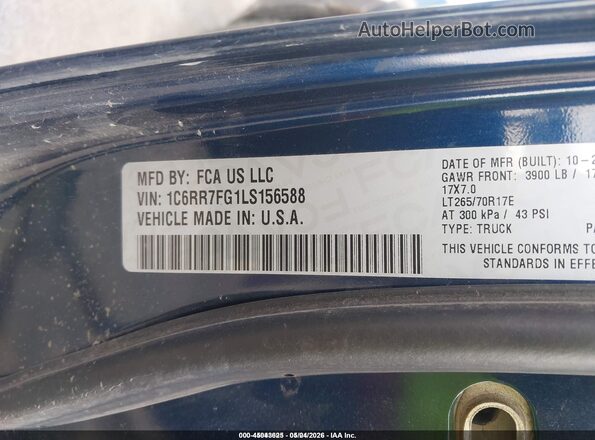1C6RR7FG1LS156588 2020 RAM 1500 CLASSIC Dark Blue 