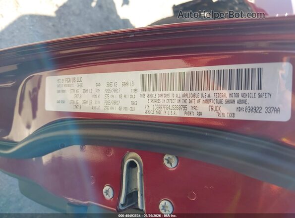 1C6RR7FG4JS260795 2018 RAM 1500 Red Engine compartment view
