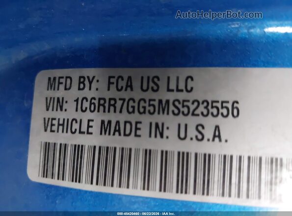 1C6RR7GG5MS523556 2021 RAM 1500 CLASSIC Blue Շարժիչի բաժամունքի տեսք
