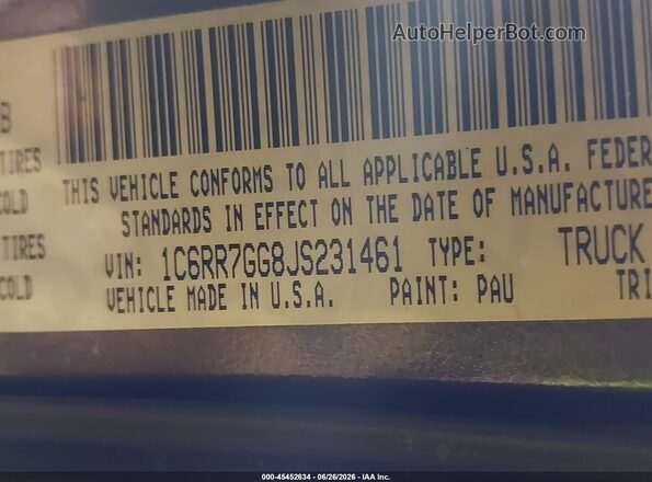 1C6RR7GG8JS231461 2018 RAM 1500 Gray Engine compartment view