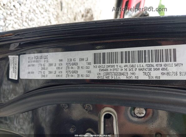1C6RR7GT6GS384619 2016 RAM 1500 Black Widok komory silnika