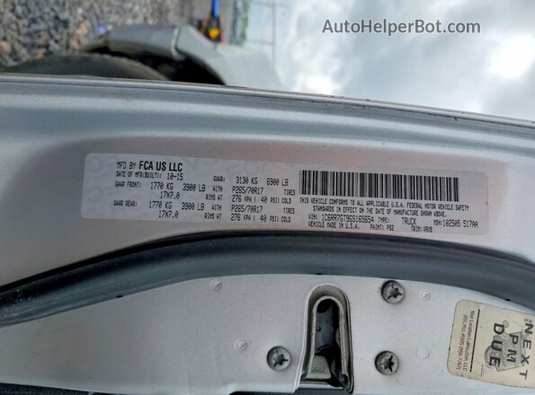 1C6RR7GT9GS165654 2016 RAM 1500 Серебряный Вид наклейки с VIN-кодом