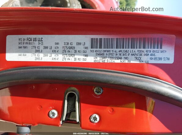 1C6RR7JT2GS123240 2016 RAM 1500 Red Շարժիչի բաժամունքի տեսք