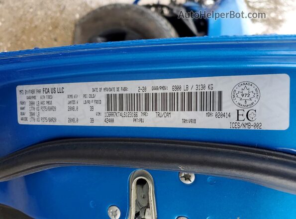 1C6RR7KT4LS123166 2020 RAM 1500 Blue 
