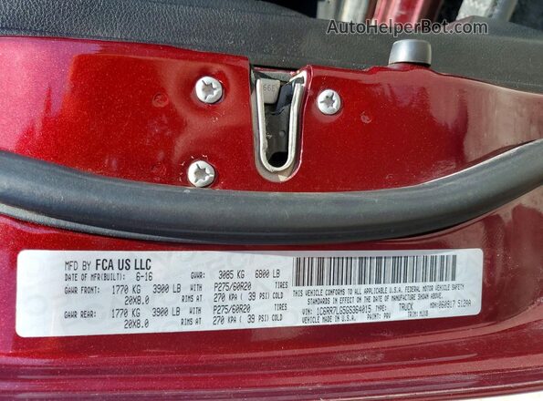 1C6RR7LG5GS364015 2016 RAM 1500 Maroon Vista del compartimento del motor