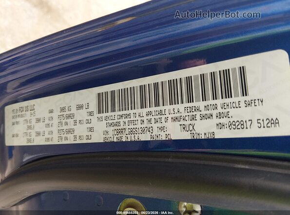 1C6RR7LG8GS130743 2016 RAM 1500 Blue Շարժիչի բաժամունքի տեսք