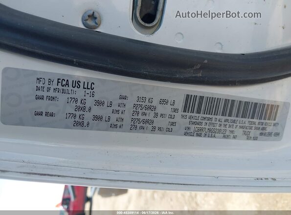 1C6RR7LM0GS239123 2016 RAM 1500 Белый Вид подкапотного пространства