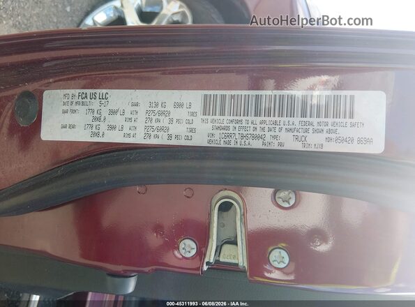 1C6RR7LT8HS780042 2017 RAM 1500 Red Շարժիչի բաժամունքի տեսք