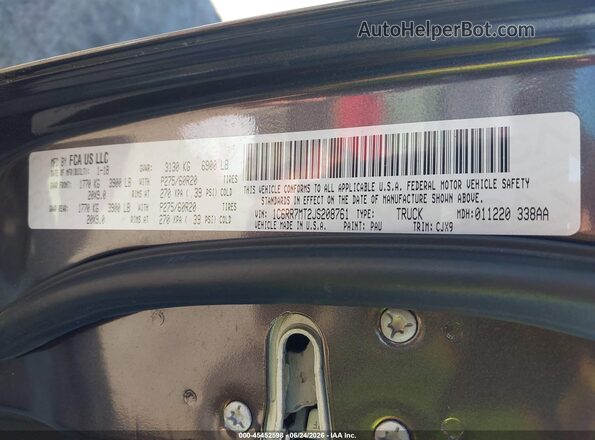 1C6RR7MT2JS208761 2018 RAM 1500 Серый Вид подкапотного пространства