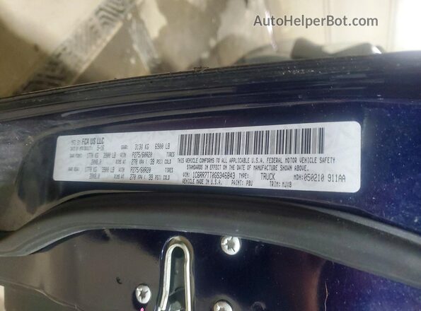 1C6RR7TT0GS346843 2016 RAM 1500 Синий Вид наклейки с VIN-кодом