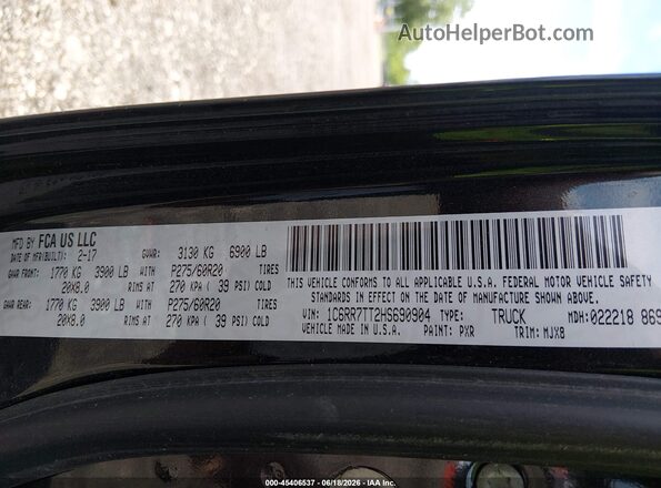 1C6RR7TT2HS690904 2017 RAM 1500 Black Вид підкапотного простору