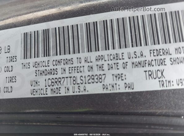 1C6RR7TT8LS129387 2020 RAM 1500 CLASSIC Gray Vista del compartimento del motor