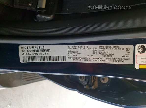 1C6RREBT8MN565727 2021 RAM 1500 Blue 