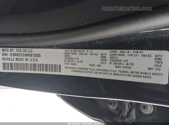1C6RREFGXMN813585 2021 RAM 1500 Black ძრავის განყოფილების ხედი