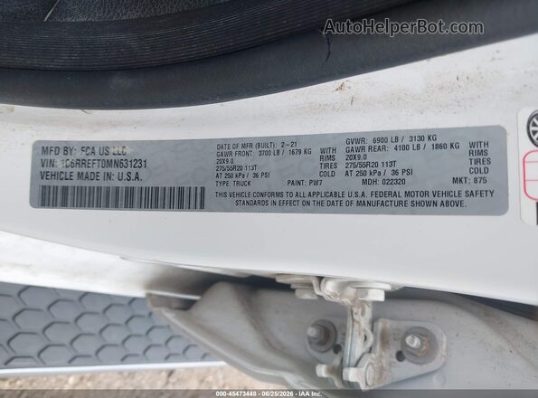 1C6RREFT0MN631231 2021 RAM 1500 Белый Вид подкапотного пространства