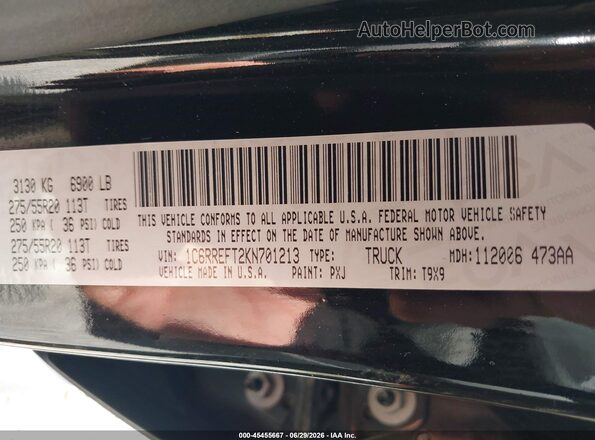 1C6RREFT2KN701213 2019 RAM 1500 Black Вид підкапотного простору