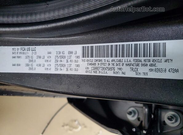 1C6RREFT2KN750976 2019 RAM 1500 Gray 