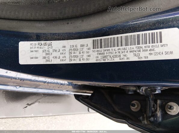 1C6RREFT4LN239108 2020 RAM 1500 Dark Blue Engine compartment view
