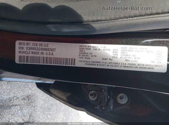 1C6RREGG9SN662427 2025 RAM 1500 Черный Вид подкапотного пространства