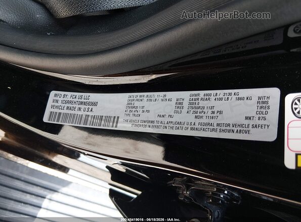 1C6RREHT0MN593660 2021 RAM 1500 Black Engine compartment view