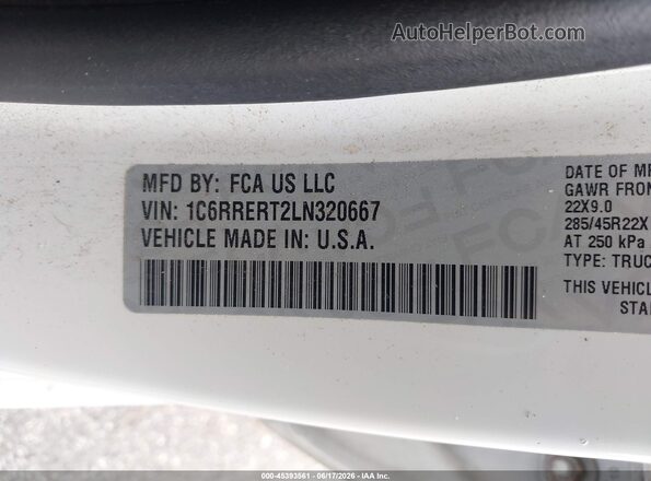 1C6RRERT2LN320667 2020 RAM 1500 White 