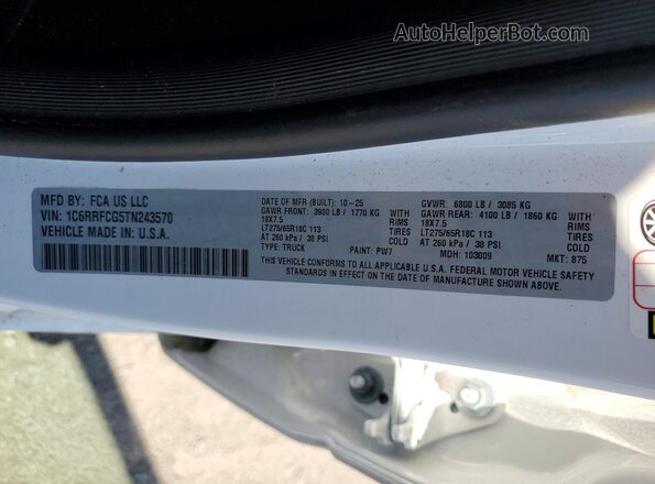 1C6RRFCG5TN243570 2026 RAM 1500 White Շարժիչի բաժամունքի տեսք