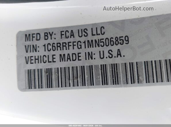 1C6RRFFG1MN506859 2021 RAM 1500 White Engine compartment view