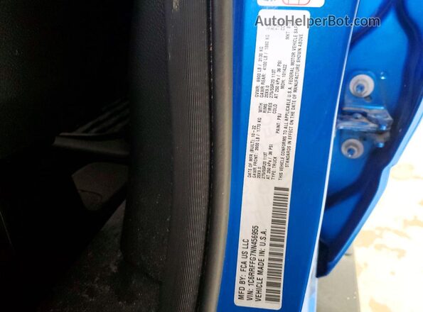 1C6RRFFG7NN456955 2022 RAM 1500 Blue VIN კოდის სტიკერის ხედი
