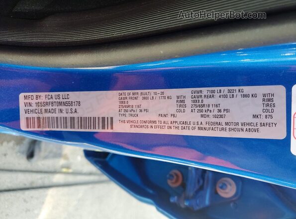 1C6SRFBT0MN558178 2021 RAM 1500 Blue 