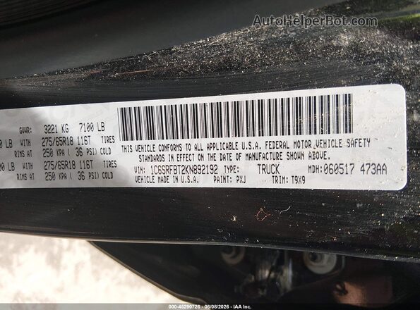 1C6SRFBT2KN892192 2019 RAM 1500 Black Engine compartment view