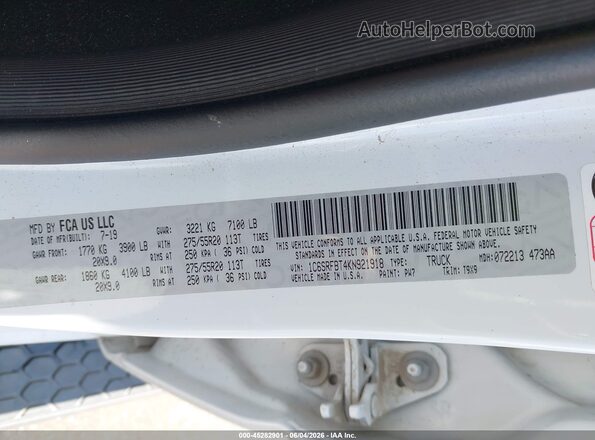 1C6SRFBT4KN921918 2019 RAM 1500 White Շարժիչի բաժամունքի տեսք