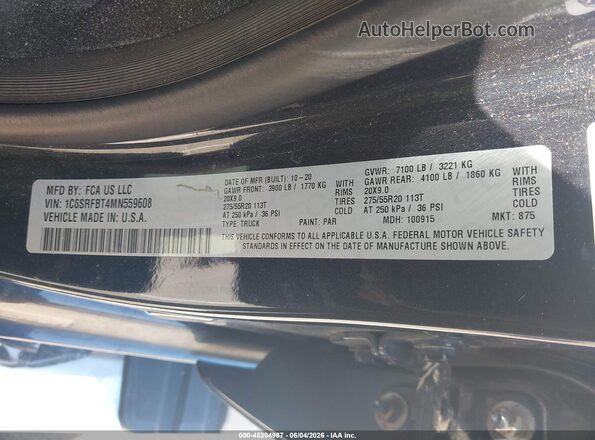 1C6SRFBT4MN559608 2021 RAM 1500 Black Շարժիչի բաժամունքի տեսք