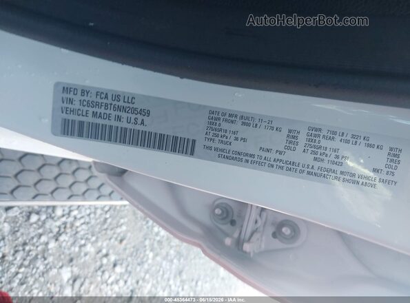 1C6SRFBT6NN205459 2022 RAM 1500 White Engine compartment view